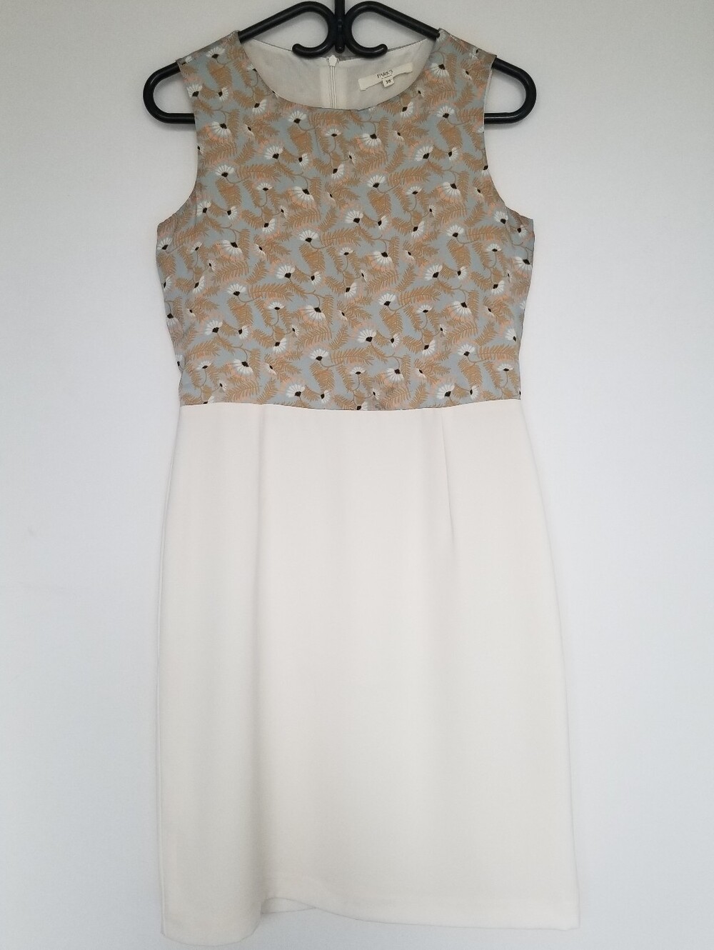 Sleeveless Cream Dress with Patterned Bodice